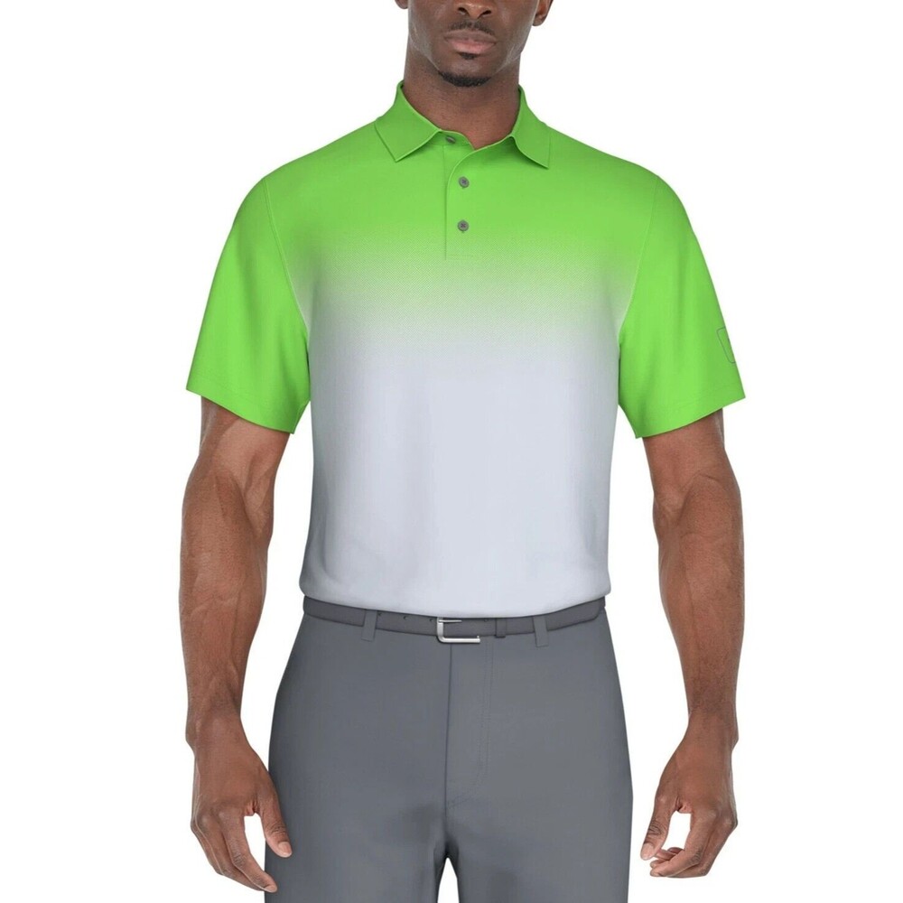 PGA TOUR Men's Classic-Fit Stretch Performance Ombré Golf Polo Shirt Green 2XL